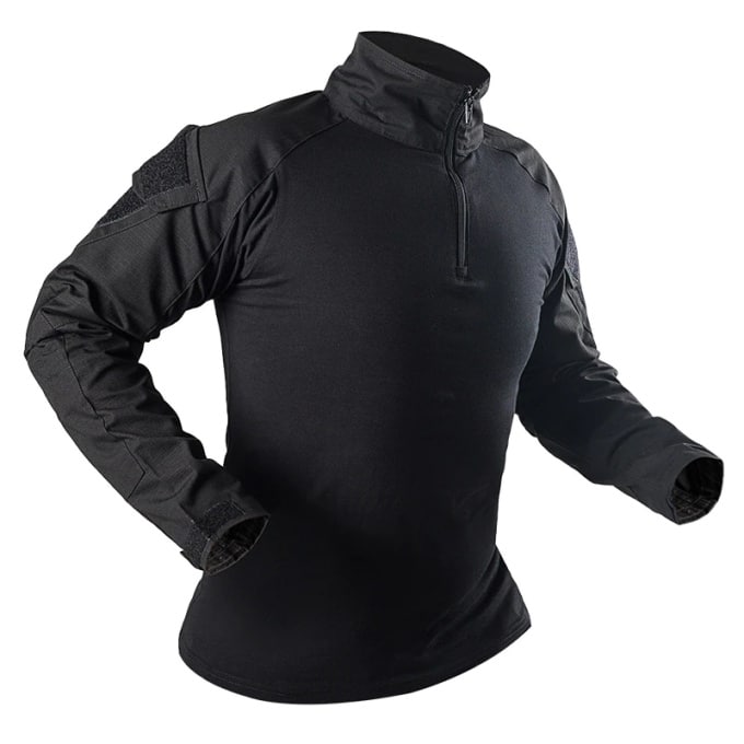 Veste militaire noire unie à col zippé - Top Militaire
