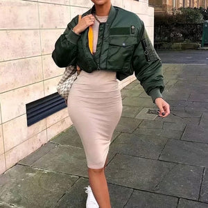 Blouson militaire pour femme manches bouffantes