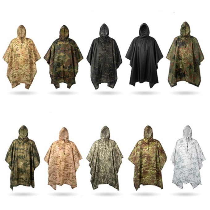 Poncho de camouflage large et imperméable