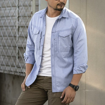 Chemise militaire respirante bleu pour homme - Top Militaire