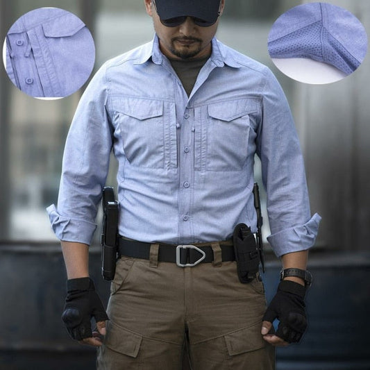 Chemise militaire respirante bleu pour homme - Top Militaire