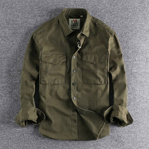 Chemise militaire cargo en coton pour hommes