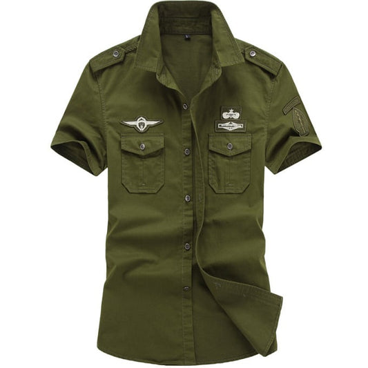 Chemise militaire à manches courtes avec écussons de l’armée de l’air - Top Militaire