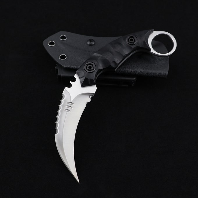 Couteau de karambit 9Cr18MOV Noir - Top Militaire