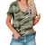 T-Shirt camouflage manches courtes à col v pour femme - Top Militaire