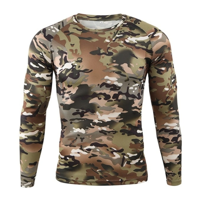 T-shirt manches longues camouflage pour hommes - Top Militaire