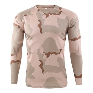 T-shirt manches longues camouflage pour hommes - Top Militaire