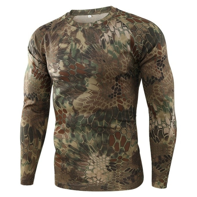 T-shirt manches longues camouflage serpent pour hommes - Top Militaire