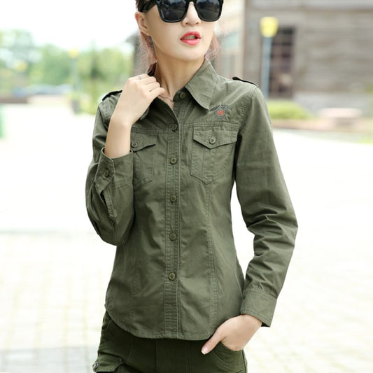Chemise militaire en coton pour femmes - Top Militaire