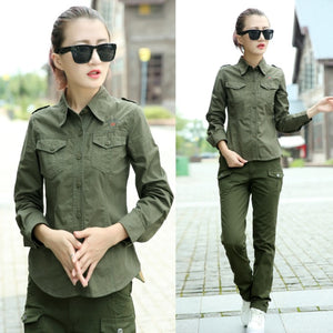 Chemise militaire en coton pour femmes