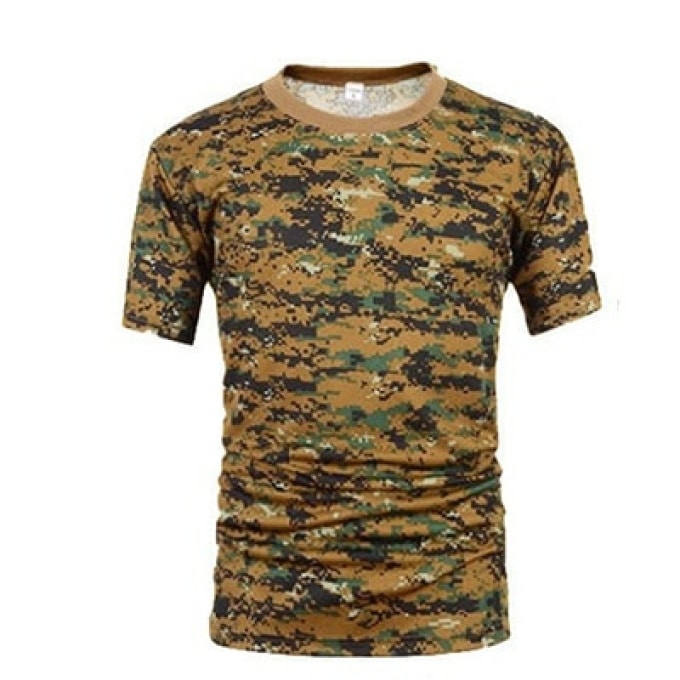 T-shirt camouflage pixel à manches courtes pour hommes - Top Militaire