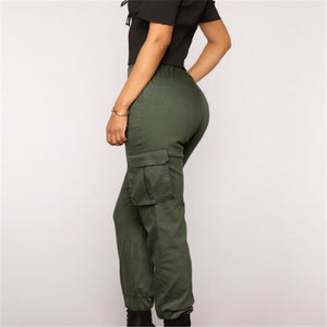 Pantalon cargo militaire taille haute pour femme