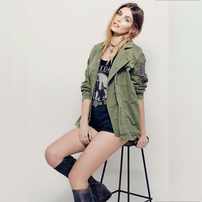 Blouson uniforme militaire rétro pour femme - Top Militaire