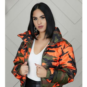 Manteau doudoune pour femme motifs camouflage