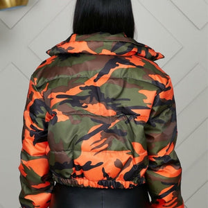 Manteau doudoune pour femme motifs camouflage