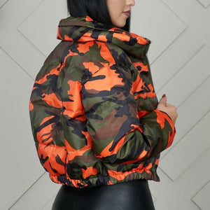 Manteau doudoune pour femme motifs camouflage