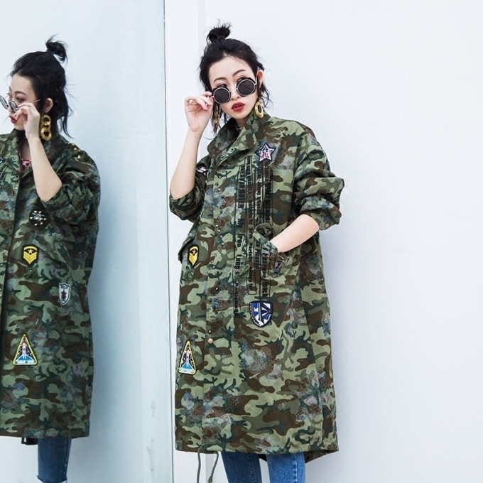 Manteau militaire over size pour femme - Top Militaire
