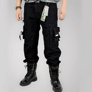 Pantalon militaire cargo en coton à poches