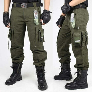 Pantalon militaire cargo en coton à poches