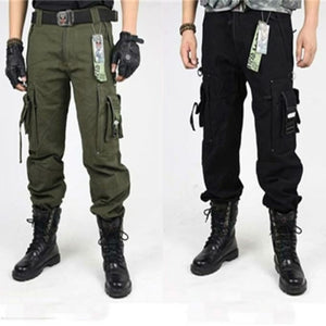 Pantalon militaire cargo en coton à poches