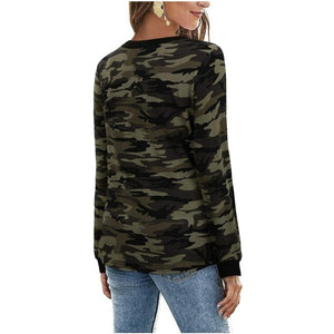 T-shirt camouflage à manches longues pour femmes - Top Militaire