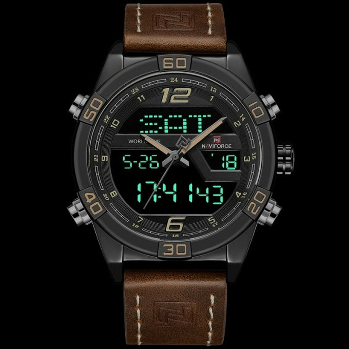Montre-calendrier militaire à quartz avec bracelet en cuir - Top Militaire