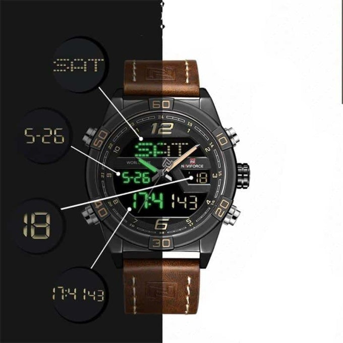 Montre-calendrier militaire à quartz avec bracelet en cuir - Top Militaire