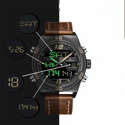 Montre-calendrier militaire à quartz avec bracelet en cuir - Top Militaire