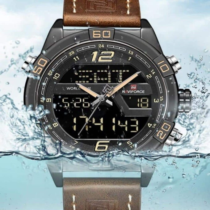 Montre-calendrier militaire à quartz avec bracelet en cuir - Top Militaire