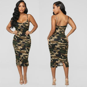 Robe militaire mi-longue moulante - Top Militaire