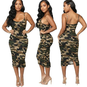 Robe militaire mi-longue moulante - Top Militaire