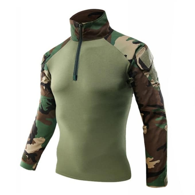 Veste militaire à col zippé motif camouflage