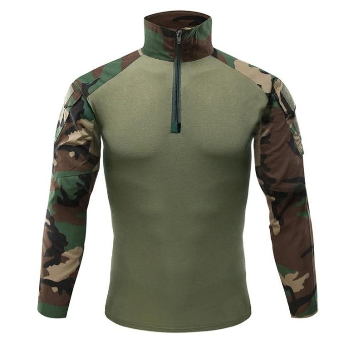 Veste militaire à col zippé motif camouflage