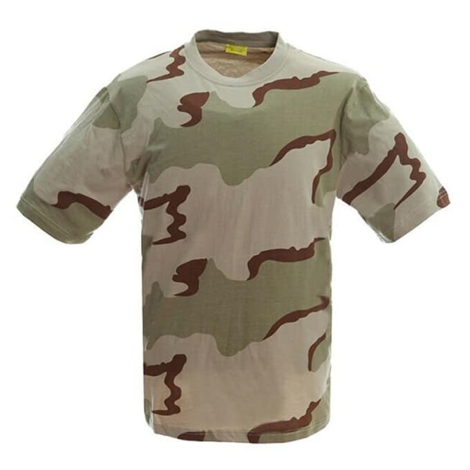 T-shirt coton à col rond motif camouflage - Top Militaire