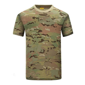 T-shirt coton à col rond motif camouflage - Top Militaire