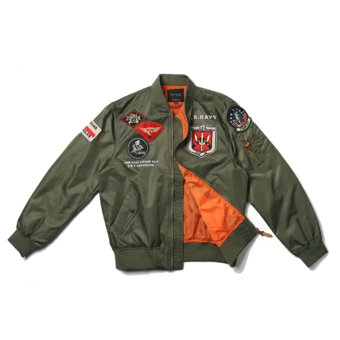 Manteau bomber style aviateur militaire avec patchs