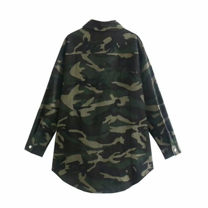 Veste militaire décoratif à manches longues pour femmes - Top Militaire