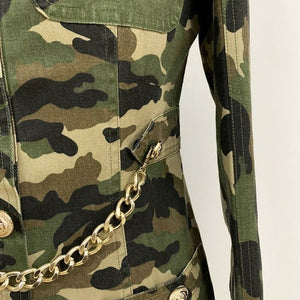 Robe à manches longues avec chaîne style militaire - Top Militaire