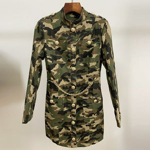 Robe à manches longues avec chaîne style militaire - Top Militaire