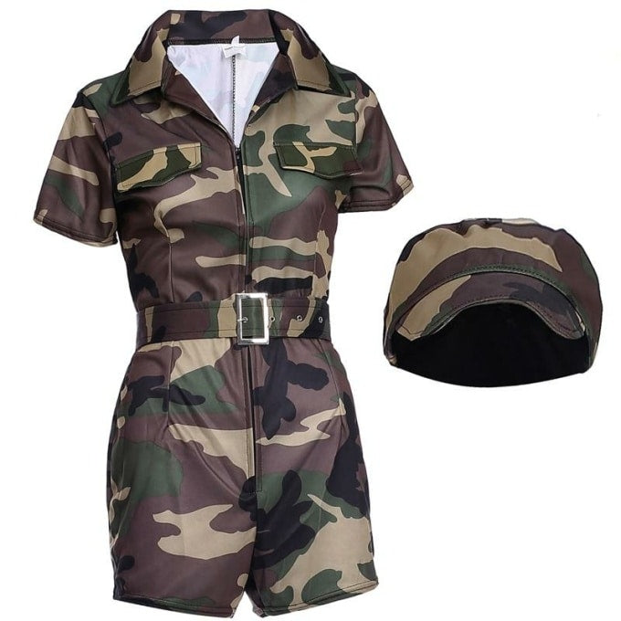 Déguisement militaire camouflage pour femme - Top Militaire