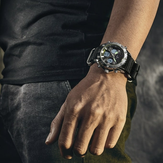 Montre de sport militaire en acier argenté - Top Militaire