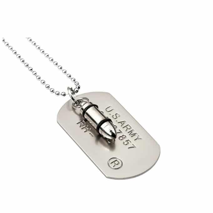 Collier militaire pendentif tête de balle