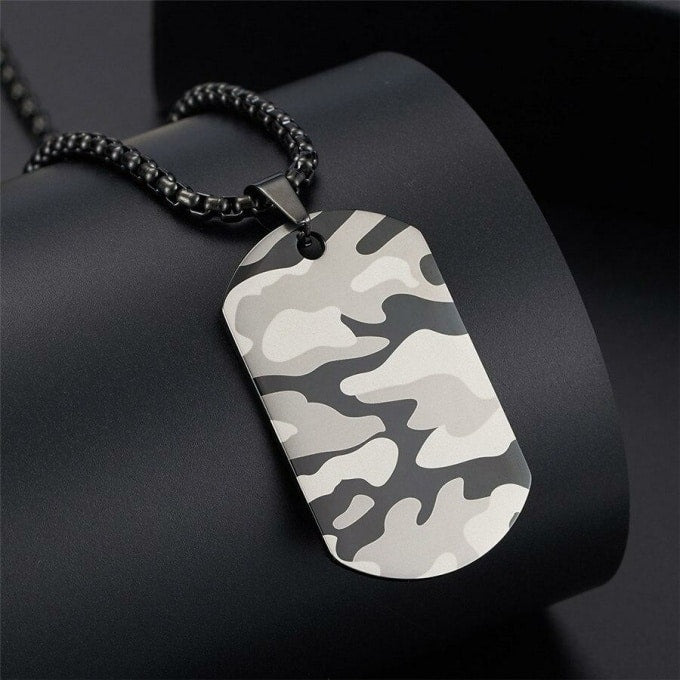 Collier en acier inoxydable style camouflage - Top Militaire