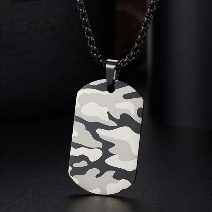 Collier en acier inoxydable style camouflage - Top Militaire