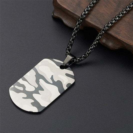 Collier en acier inoxydable style camouflage - Top Militaire