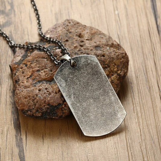 Collier avec pendentif plaque militaire en acier - Top Militaire
