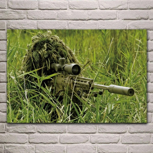 Tableau militaire avec motif de combat en nature - Top Militaire
