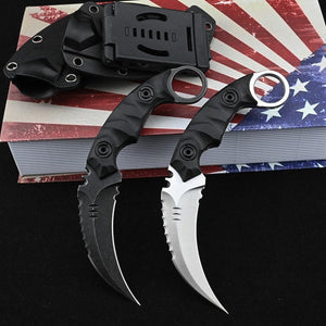 Couteau de karambit 9Cr18MOV Noir - Top Militaire