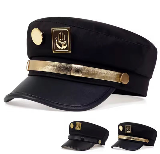 Casquette militaire noire avec badge doré – Style cadet unisexe - Top Militaire