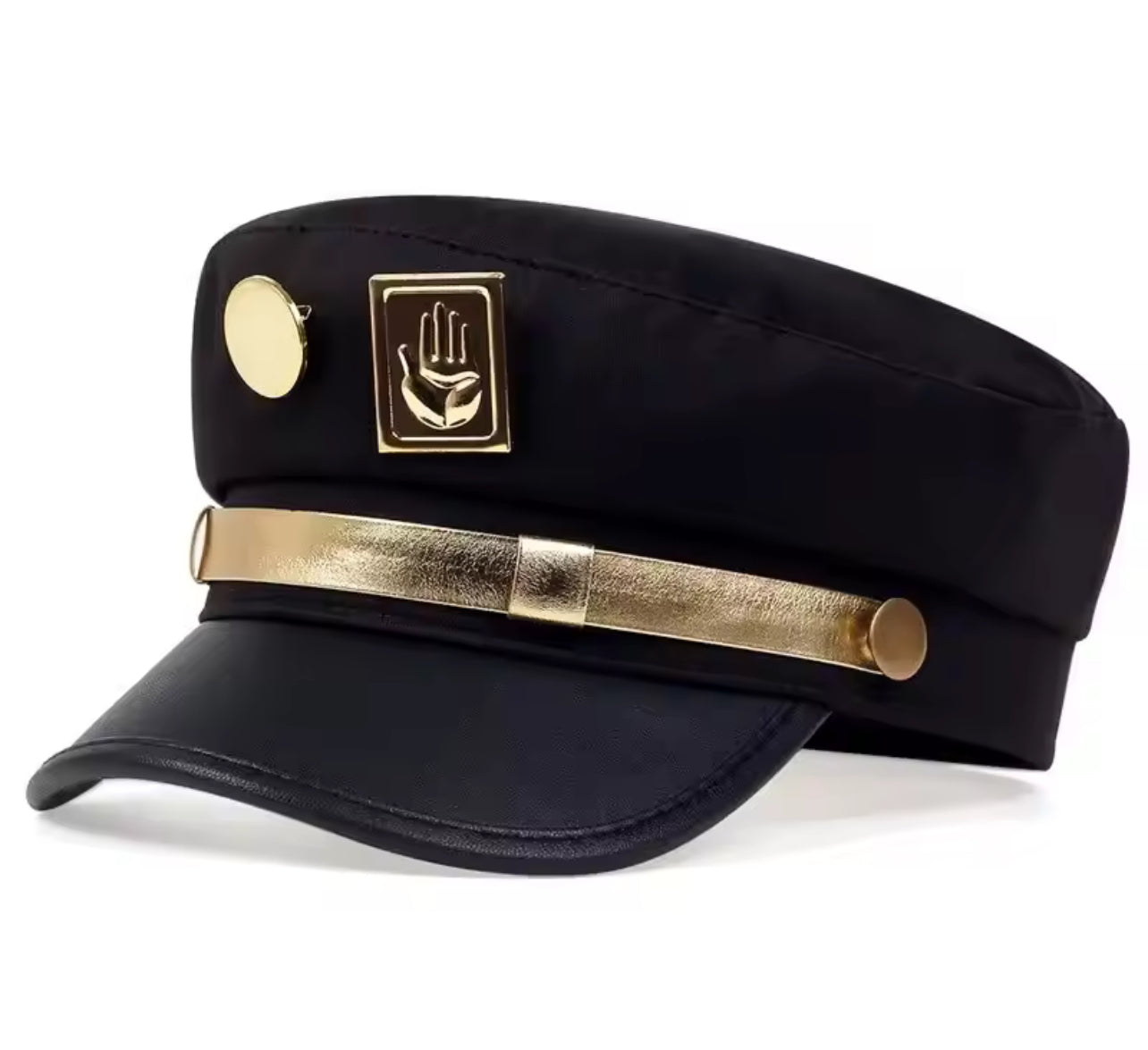 Casquette militaire noire avec badge doré – Style cadet unisexe - Top Militaire